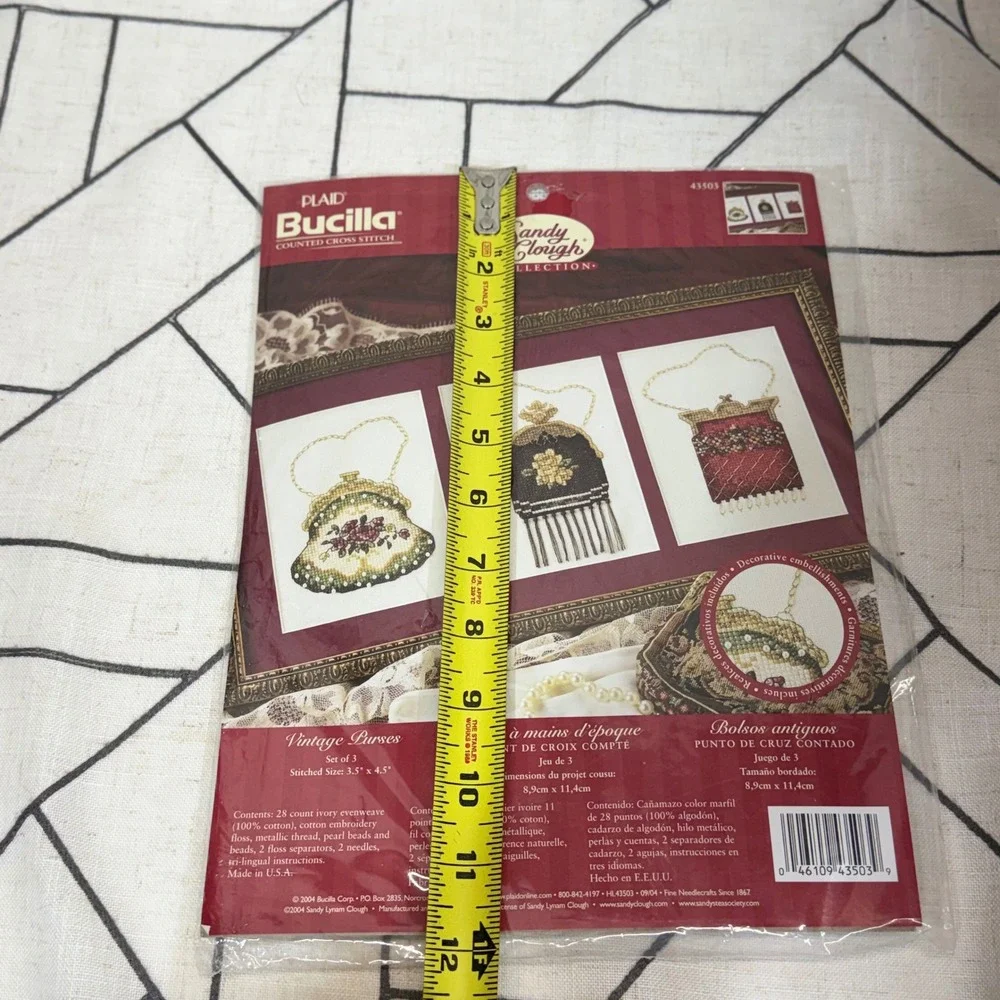 Bucilla Counted Cross Stitch Kit 3.5x4.5 Ivory Vintage Purses Sandy Clough 43503
